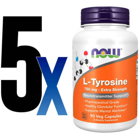 L-tirosina 750mg Now Foods L-tyrosine 90 Veg Caps 5un - Imagem 2