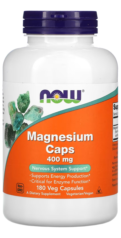 Magnésio Magnesium 400mg Now Foods 180 Veg Caps Importado
