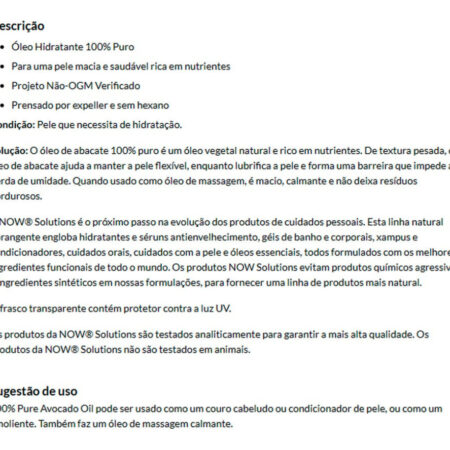 Óleo De Abacate Now Foods 118 Ml Puro Importado - Imagem 4
