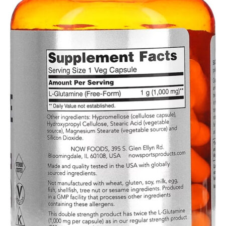 L-glutamina 1000mg Sports 120 Caps Importado 5un Now Foods - Imagem 3