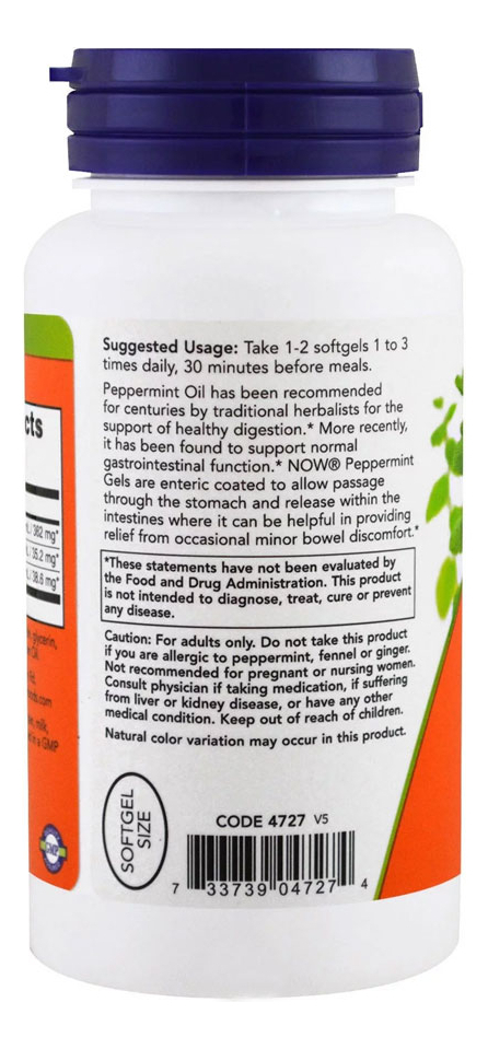 Géis Hortelã Pimenta Now Foods 90softgels + Porta Cápsulas - Imagem 3