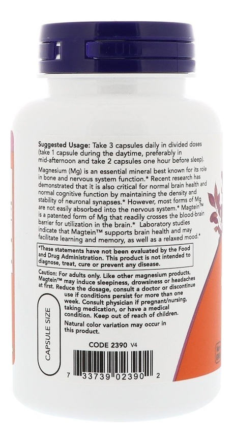 Magtein Magnesium Lthreonate Magnésio L-treonato 90caps Now - Imagem 6