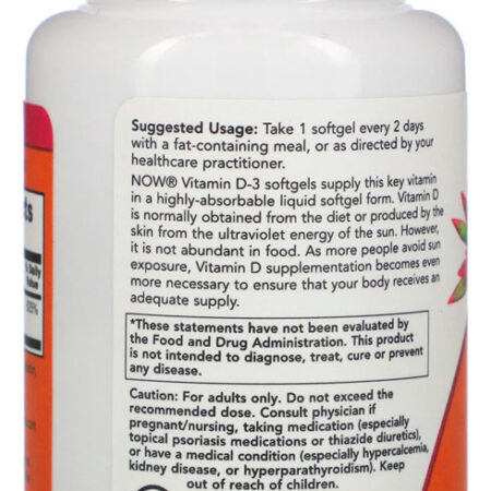 Vitamina D3 Now Foods 120 Softgels + Porta Cápsulas - Imagem 3