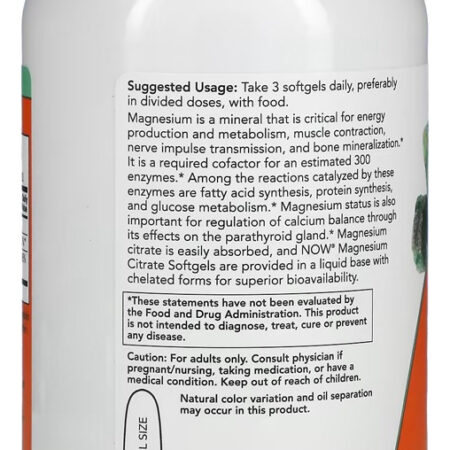 Citrato De Magnésio 180 Softgels Importado 4un Now Foods - Imagem 4