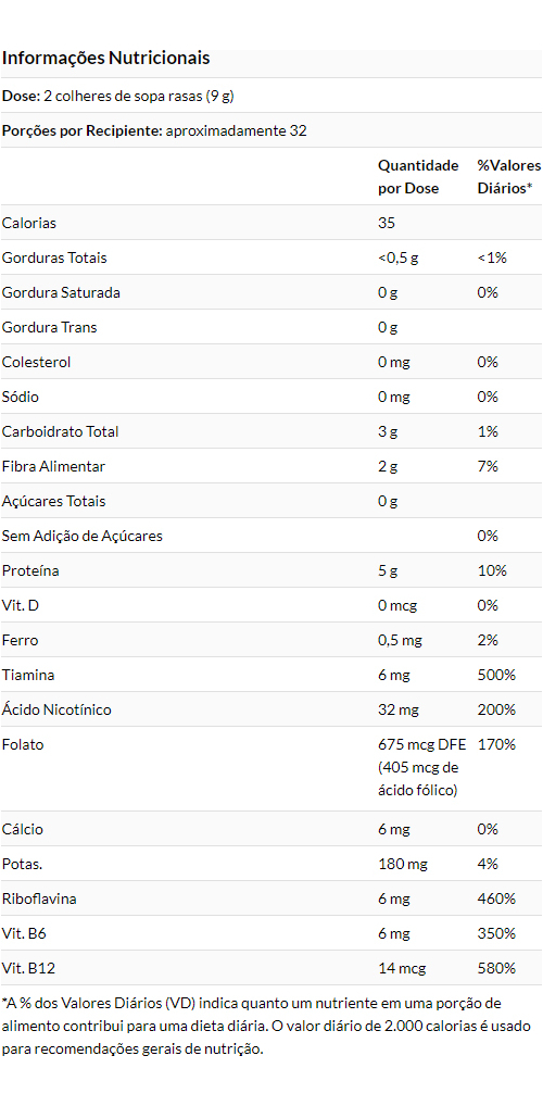 Levedura Nutricional+vitamina B Now Foods 284g Importado - Imagem 4