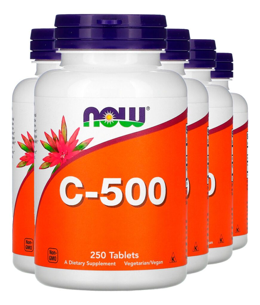 Vitamina C 500mg R. Mosqueta 250tab Importado 5un Now Foods