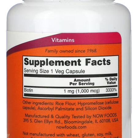 Biotina Now Foods 1000mcg 100 Cáps + Porta Cápsulas - Imagem 2