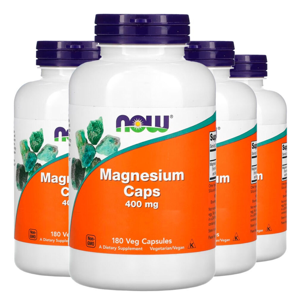 Magnésio Magnesium 400mg 180veg Cáps Importado 4un Now Foods