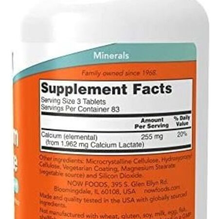 Suplemento Now Calcium Lactate Sabor Sem Sabor X 250 Un - Imagem 2