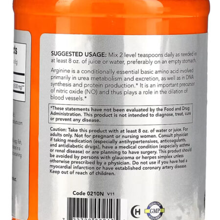 L-arginina Em Pó Now Foods Sports 454g Importado 4un - Imagem 3