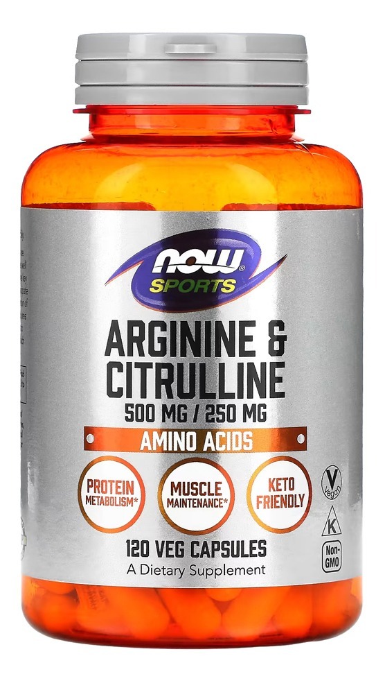 Arginina 500mg E Citrulina 250mg Nowfoods 120vegcaps Eua/usa