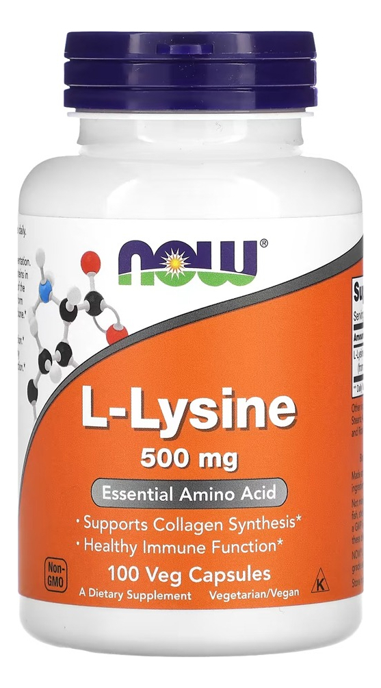 L-lisina 500mg L-lysine 100 Veg Caps Importado 4un Now Foods - Imagem 3