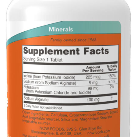 Potássio Plus Iodo Now Foods Potassium Plus Iodine 180tablts Sabor Sem Sabor - Imagem 2