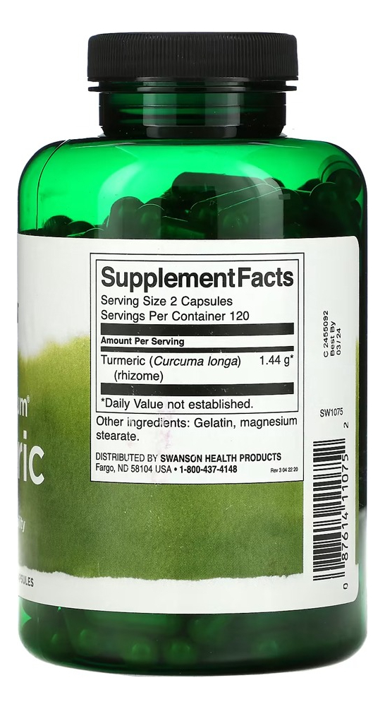 Curcumina Açafrão Da Índia Turmeric 720mg Swanson 240caps - Imagem 2