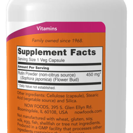 Rutina 450mg Now Foods Ritin 100cáps Importado 4un - Imagem 3