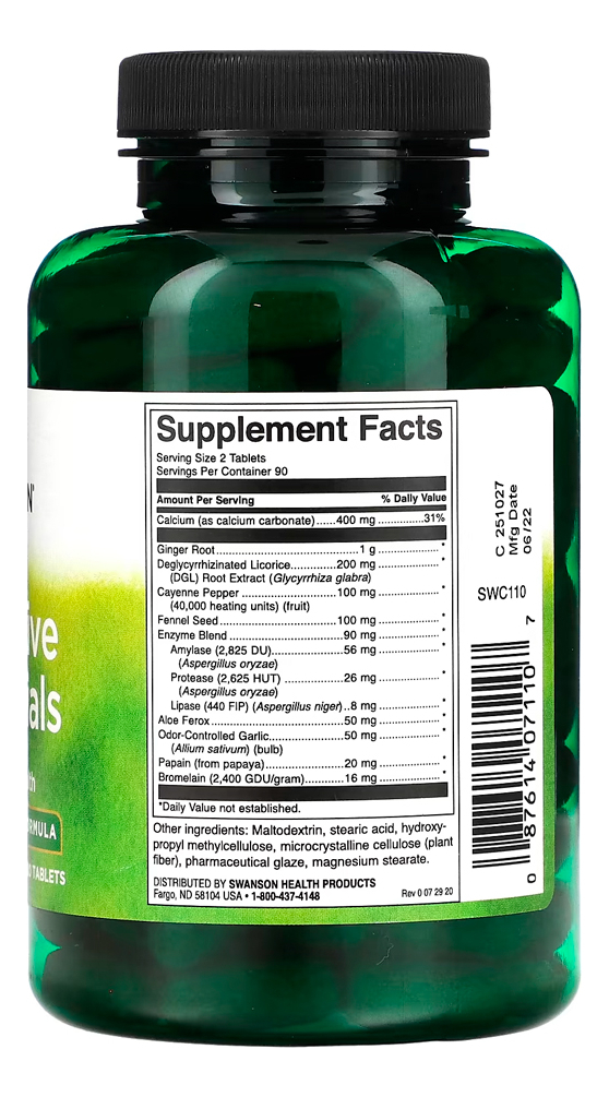 Enzimas Digestivas Swanson Essentials 180 Tabs Importado - Imagem 3