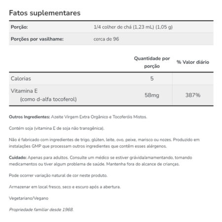 Vitamina E Oil Now Foods Mixed Tocoferol 118ml +porta Cáps - Imagem 4