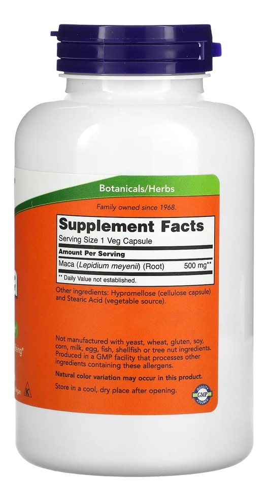 Maca Peruana 500mg Now Foods 250 Veg Caps - Imagem 2