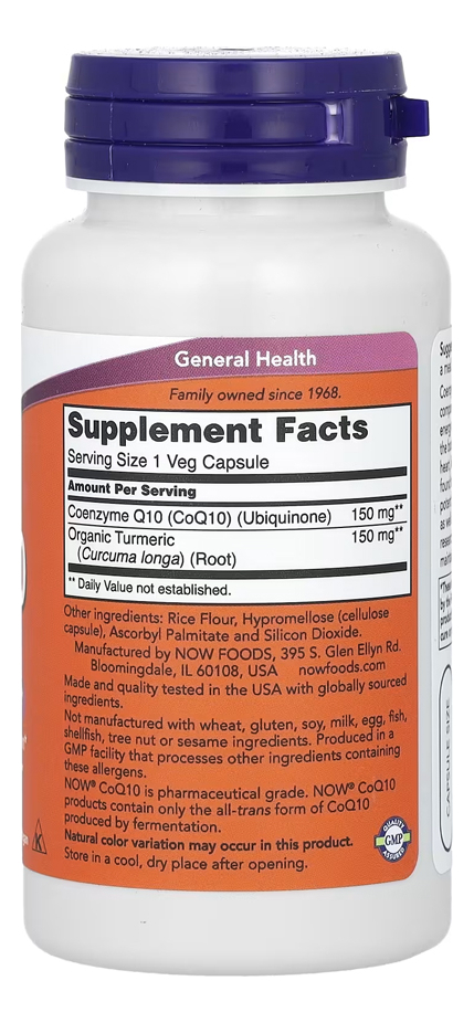 Coenzima Coq10 150mg Now Foods 100 Cápsulas Importado 3un - Imagem 3