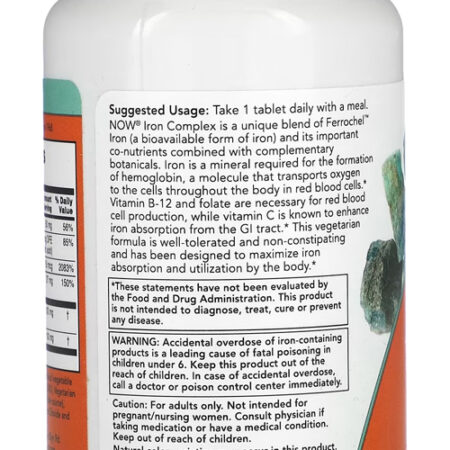 Complexo De Ferro Now Foods Iron Complex 100 Tablets Eua/usa - Imagem 3