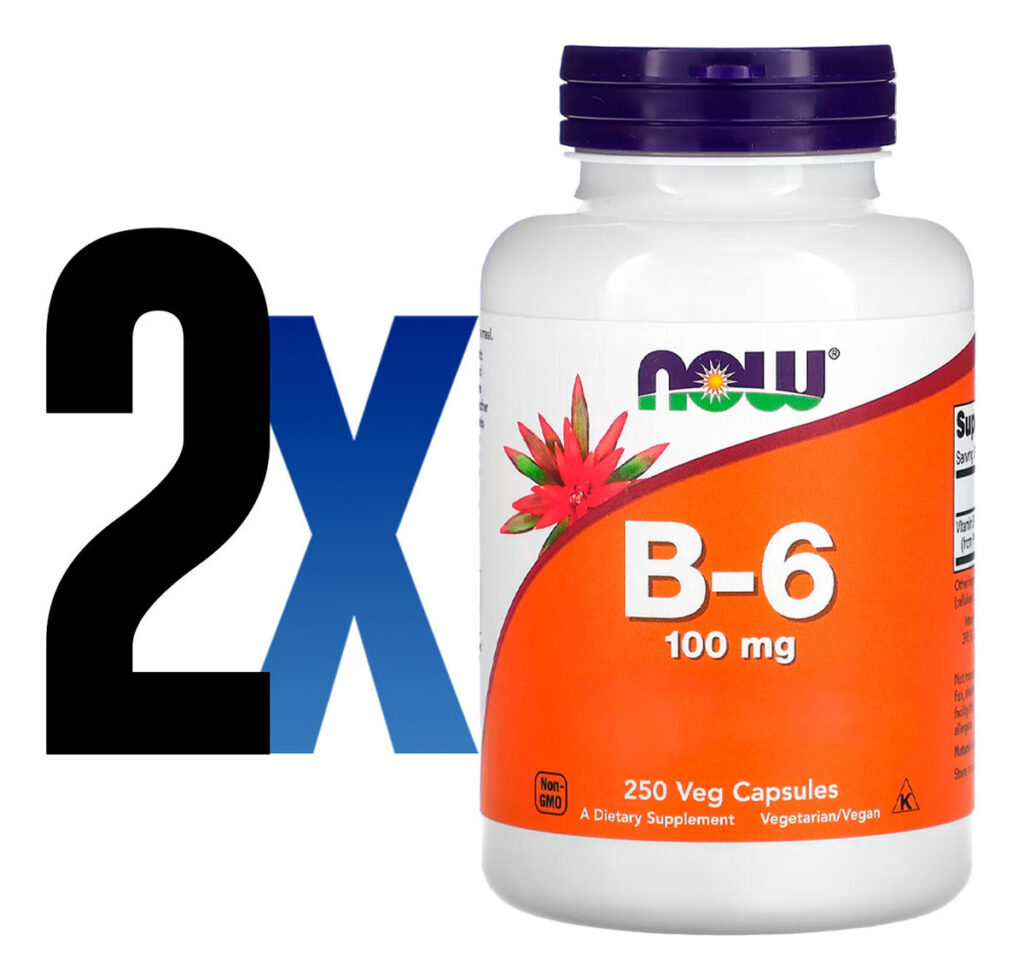 Vitamina B-6 100mg 250 Cáps Importado 2un Now Foods - Imagem 2