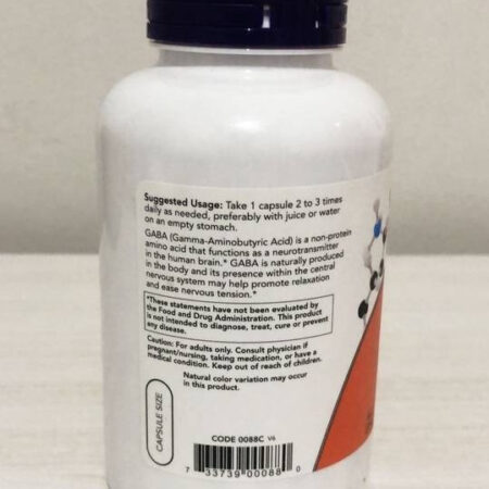 Gaba 500mg 200 Cápsulas Now Com Vitamina B6 - Imagem 7