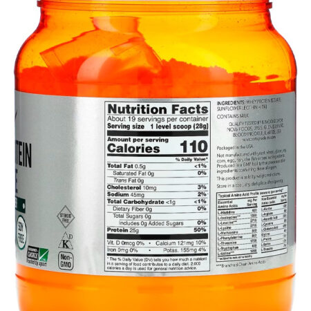 Whey Protein Isolado 544g Sem Sabor Importado 3un Now Foods - Imagem 4
