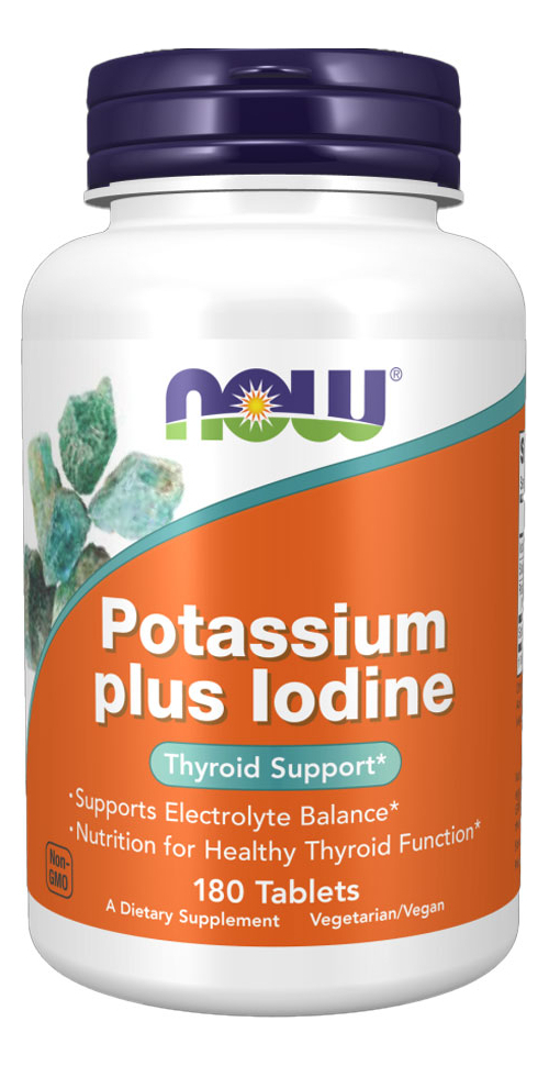 Potássio Plus Iodo Now Foods Potassium Plus 180tablts 2un Sabor Sem Sabor - Imagem 3