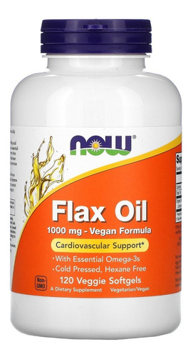 Óleo De Linhaça Now Foods Óleo De Linhaça 1000 Mg 120 Cápsulas De Gel Sfn Sabor Sem Sabor