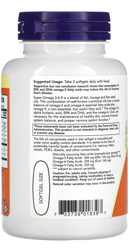 Super Ômega 3-6-9 1200mg Now Foods 90 Caps Softgels - Imagem 3