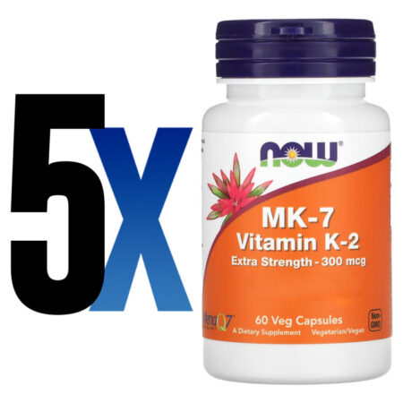Mk-7 Vitamina K-2 300mcg Now Foods 60 Cápsulas Importado 5un - Imagem 2