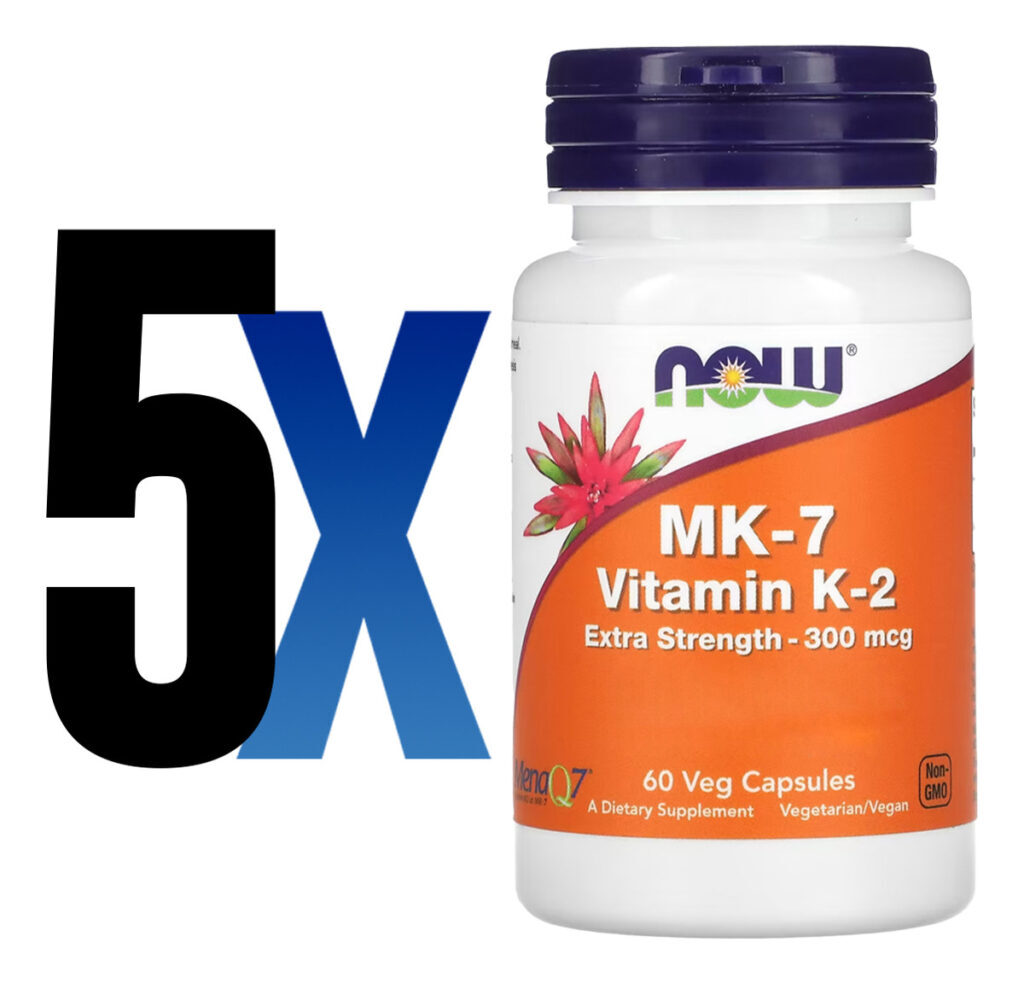 Mk-7 Vitamina K-2 300mcg Now Foods 60 Cápsulas Importado 5un - Imagem 2