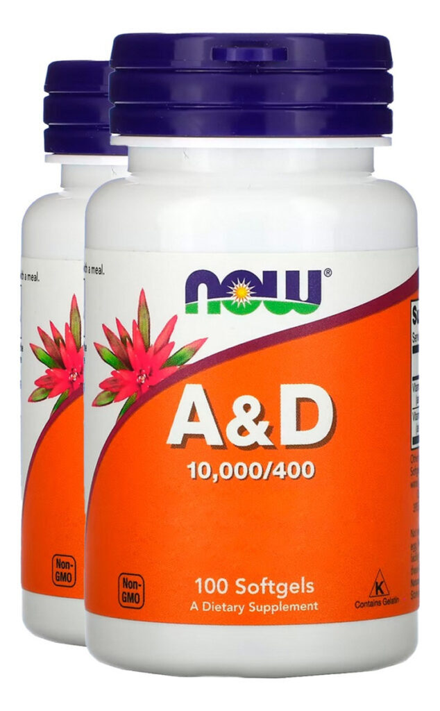 Vitamina A E D 10000/10mcg 100 Soft Importado 2un Now Foods