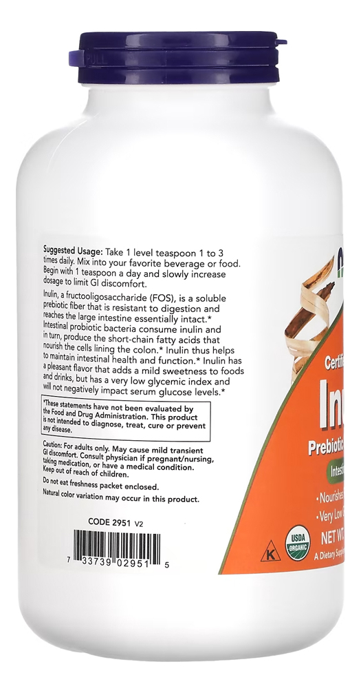 Inulina Orgânica Pó 454g Puro Importado 4un Now Foods - Imagem 4