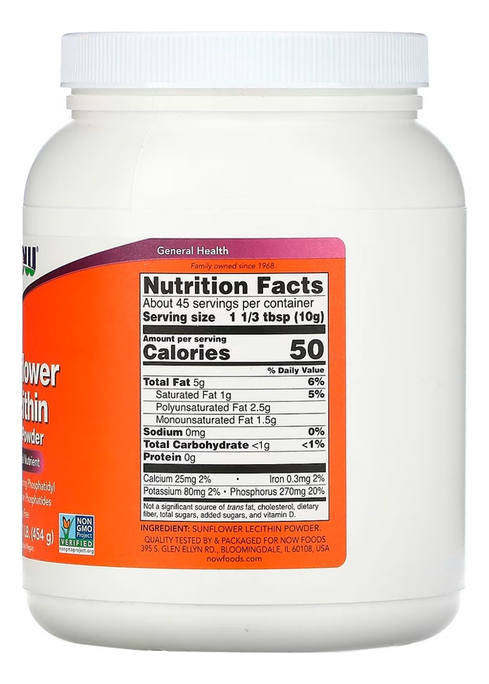 Lecitina De Girassol Pó Now Foods 454 G Puro Importado - Imagem 3