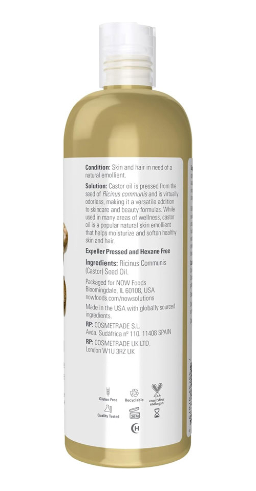 Óleo De Castor 473ml Now Foods Castor Oil 100% Puro - Imagem 2