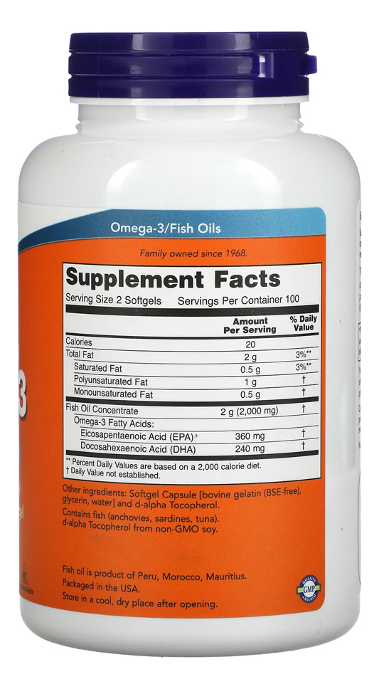 Ômega-3 Molecularmente Destilado 200soft 5un Now Foods - Imagem 3
