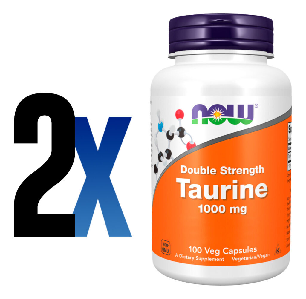 Taurina 1000mg Dupla Força 100 Cáps Importado 2un Now Foods - Imagem 2
