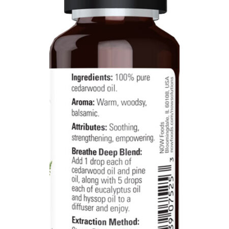 Óleo De Cedro 100% Puro Now Foods Cedarwood Oil 30ml 2un - Imagem 4