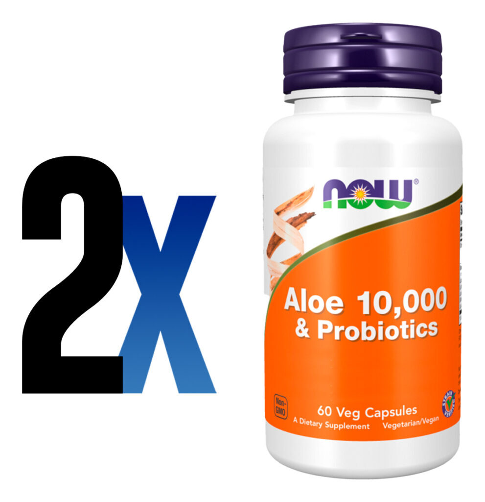 Aloe Vera 10000mg Probióticos 60cáps Importado 2un Now Foods - Imagem 2