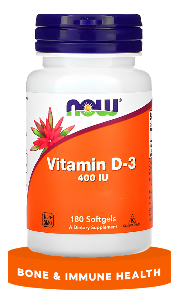 Vitamina D-3 Now Foods 400 Iu 180 Caps Softgels - Imagem 2