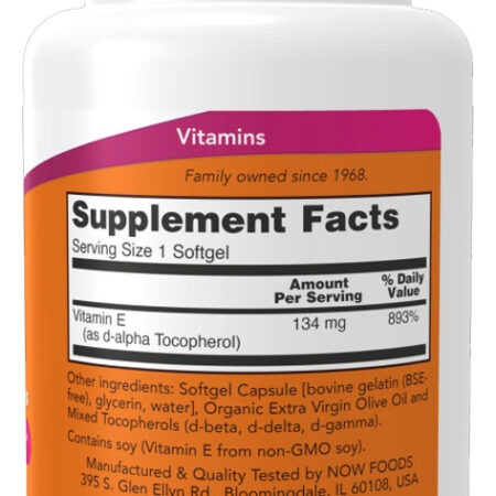 Vitamina E-200 Now Foods Tocoferóis 100sof + Porta Cápsulas - Imagem 2