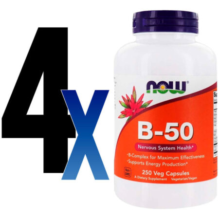 Vitamina B 50mg Now Foods Vitamin B-50 250 Veg Caps 4un - Imagem 2