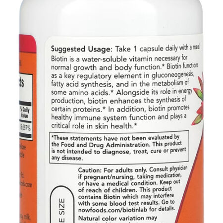 Biotina 5000mcg Now Foods 60 Veg Caps Importado Eua/usa - Imagem 3