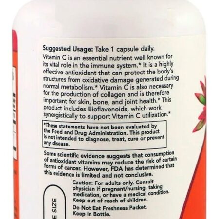 Vitamina C 1000mg Now Foods 100veg Caps - Imagem 3