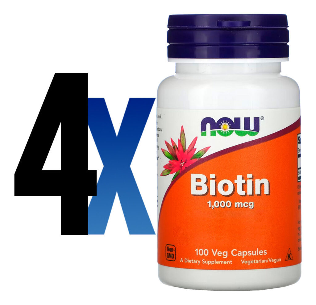 Biotina 1000mcg 100 Veg Cáps Importado 4un Now Foods - Imagem 2