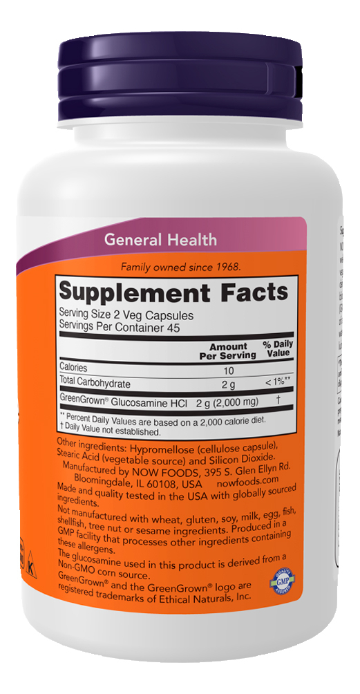 Glucosamina '1000' Now Foods 90 Veg Cápsulas Importado - Imagem 2