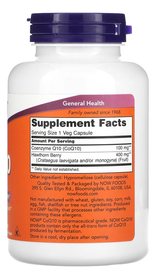 Coenzima Coq10 100mg Now Foods 180 Cápsulas Importado - Imagem 2