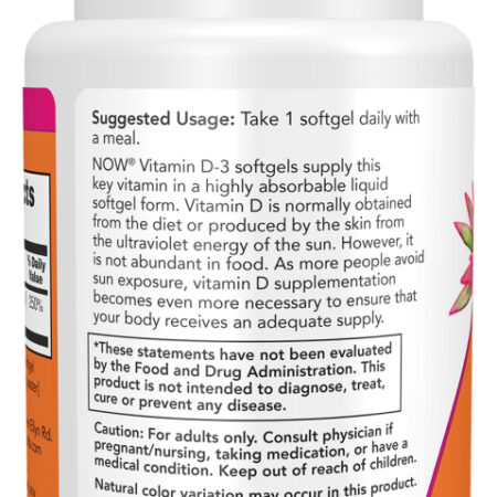 Suplemento En Cápsulas Moles Now Bone & Immune Health Vitamina D3 De 120 Un - Imagem 3