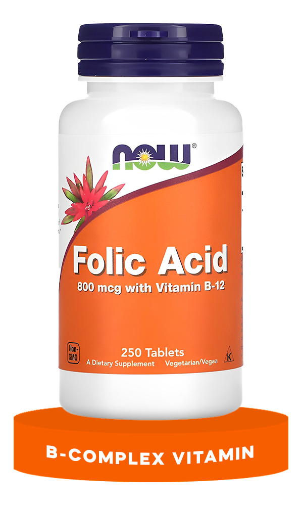 Ácido Fólico E Vitamina B12 800mcg Now Foods 250tabs